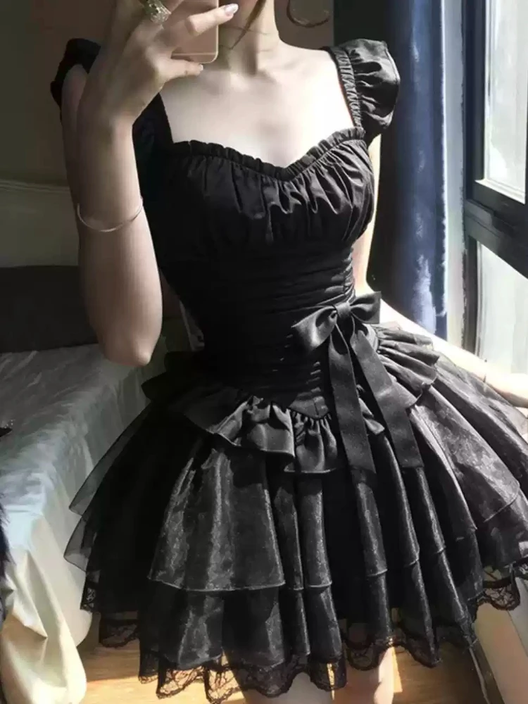 Gothic Retro Sweet Fashion Black Mini Dresses Women Harajuku Y2k Short Sleeve Dress 2000s Aesthetic Punk Birthday Party Outfits
Gothic Retro Sweet Fashion Black Mini Dresses Women Harajuku Y2k Short Sleeve Dress 2000s Aesthetic Punk Birthday Party Outfits