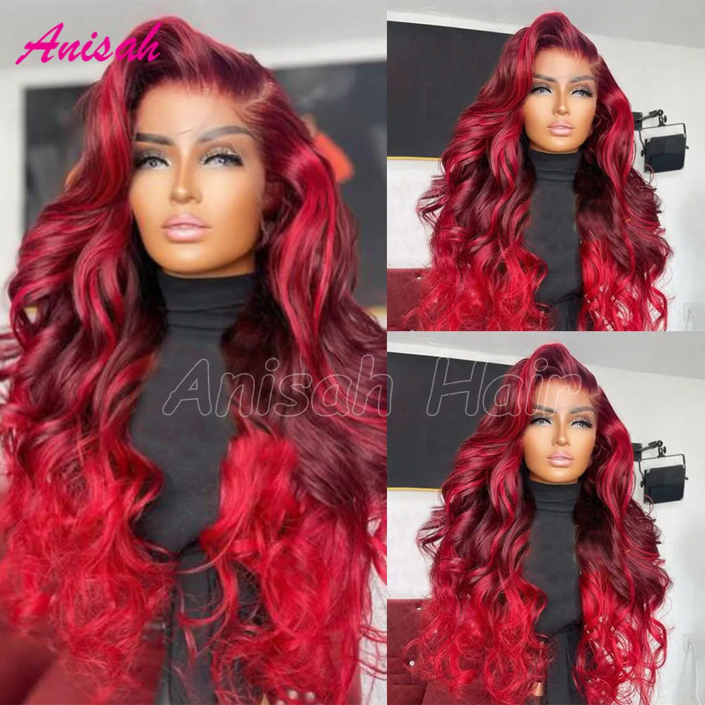 Brazilian Remy Hair 13x4 13X6 Red Lace Front Human Hair Wigs Ombre Colored Transparent Lace Frontal Wig Preplucked
Brazilian Remy Hair 13x4 13X6 Red Lace Front Human Hair Wigs Ombre Colored Transparent Lace Frontal Wig Preplucked