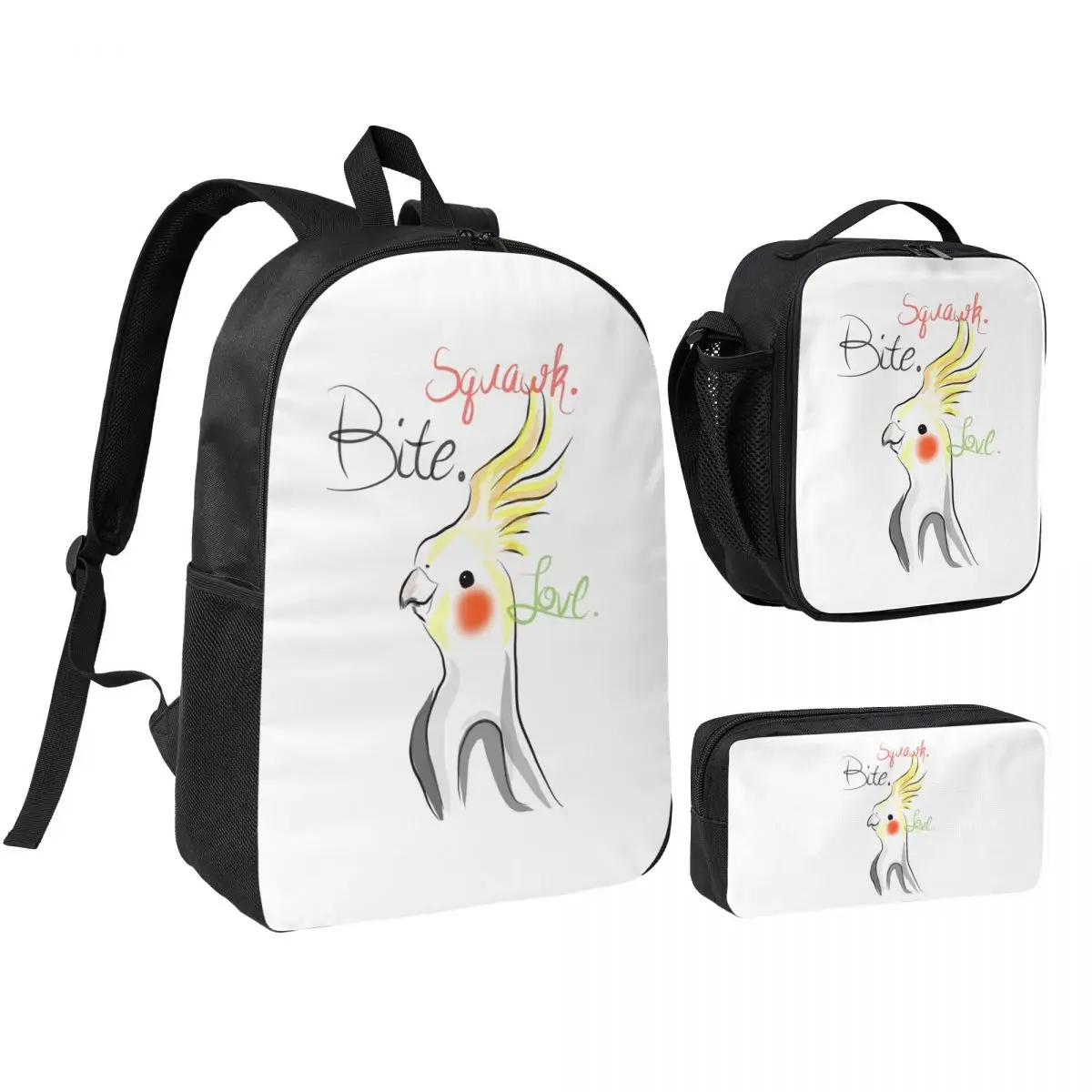 Cockatoo Cockatiel Parrot Squawk Bite Love Backpack BookBag School Bag Laptop Shoulder Bags 3ps Insulated Lunch Bag Pencil Case
Cockatoo Cockatiel Parrot Squawk Bite Love Backpack BookBag School Bag Laptop Shoulder Bags 3ps Insulated Lunch Bag Pencil Case