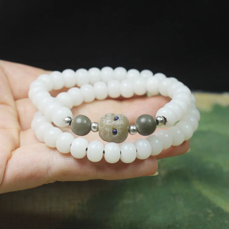 White Jade Bodhi Double-Layer Bracelet, A-Dai Style, Unisex, Apple Beads, Buddhist Beads, Prayer Beads, Cultural Item
White Jade Bodhi Double-Layer Bracelet, A-Dai Style, Unisex, Apple Beads, Buddhist Beads, Prayer Beads, Cultural Item