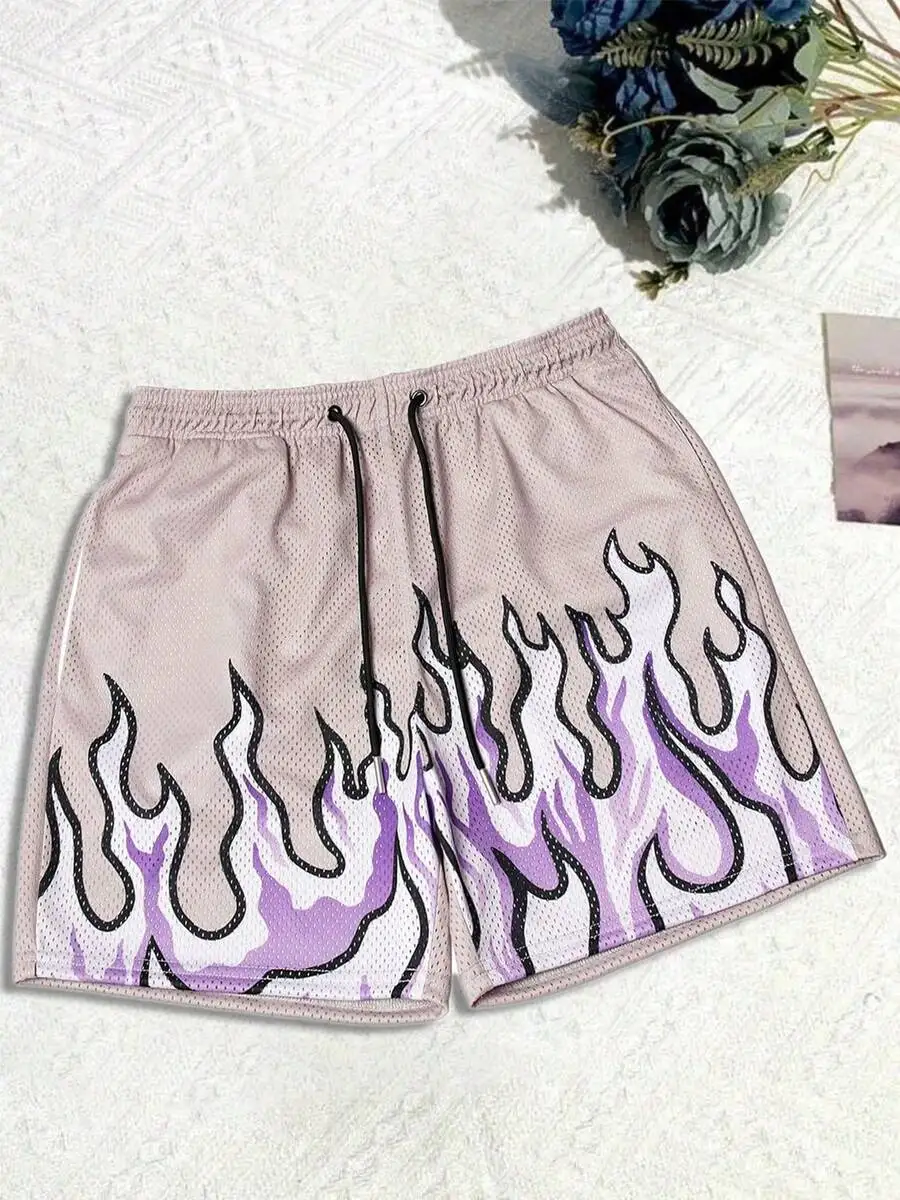 Mens Summer Casual Sports Shorts With Purple Flame Print
Mens Summer Casual Sports Shorts With Purple Flame Print