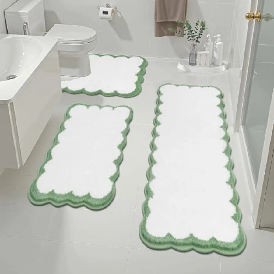 Bathroom Rugs Set 3 Pcs Scalloped Non Slip Washable Bath Mat with U-Shaped Toilet Rug Extra Absorbent Quick Dry Soft Plush Show
Bathroom Rugs Set 3 Pcs Scalloped Non Slip Washable Bath Mat with U-Shaped Toilet Rug Extra Absorbent Quick Dry Soft Plush Show