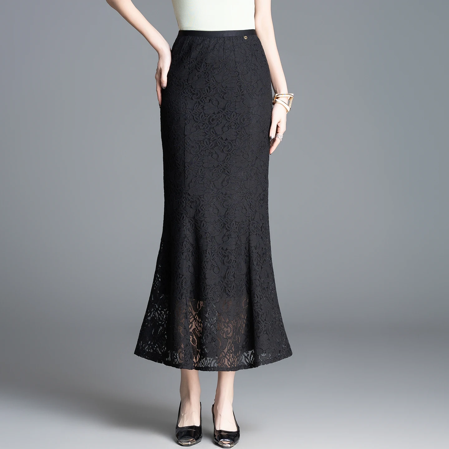 ZUZK Women All-match Lace Long Mermaid Skirt Summer Elastic High Waist Ruffles Mermaid Black Skirt Slim Faldas Largas Dama
ZUZK Women All-match Lace Long Mermaid Skirt Summer Elastic High Waist Ruffles Mermaid Black Skirt Slim Faldas Largas Dama