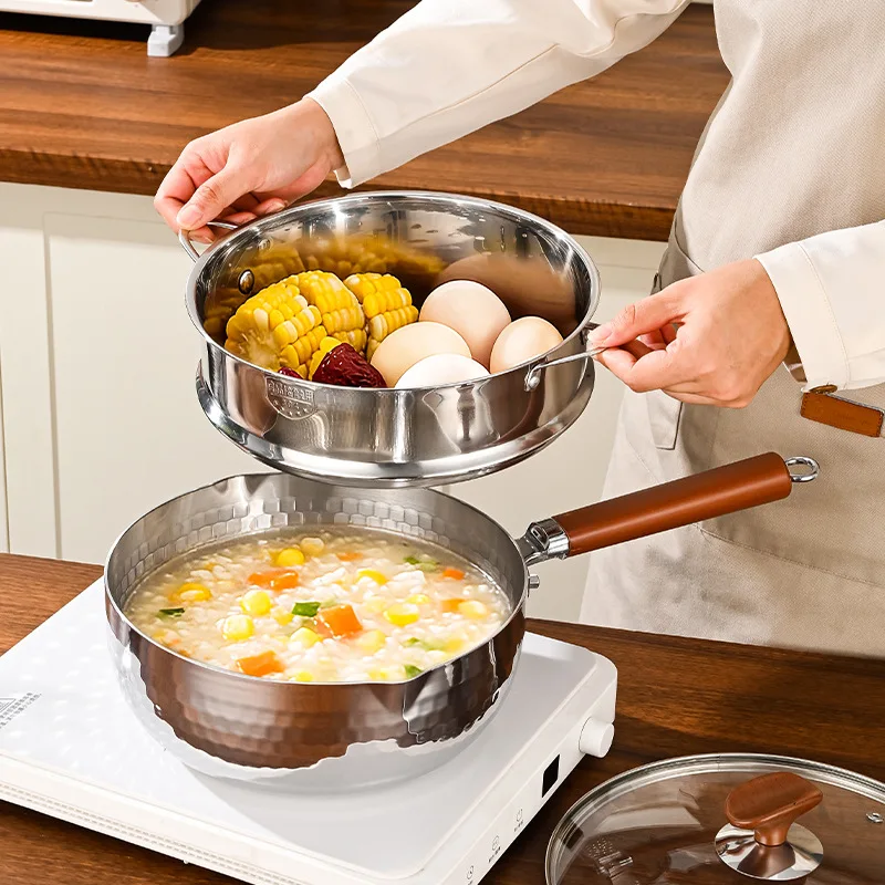 316L stainless steel snow flat pot household wooden handle soup pot kitchen double-layer steamer baby food pot
316L stainless steel snow flat pot household wooden handle soup pot kitchen double-layer steamer baby food pot