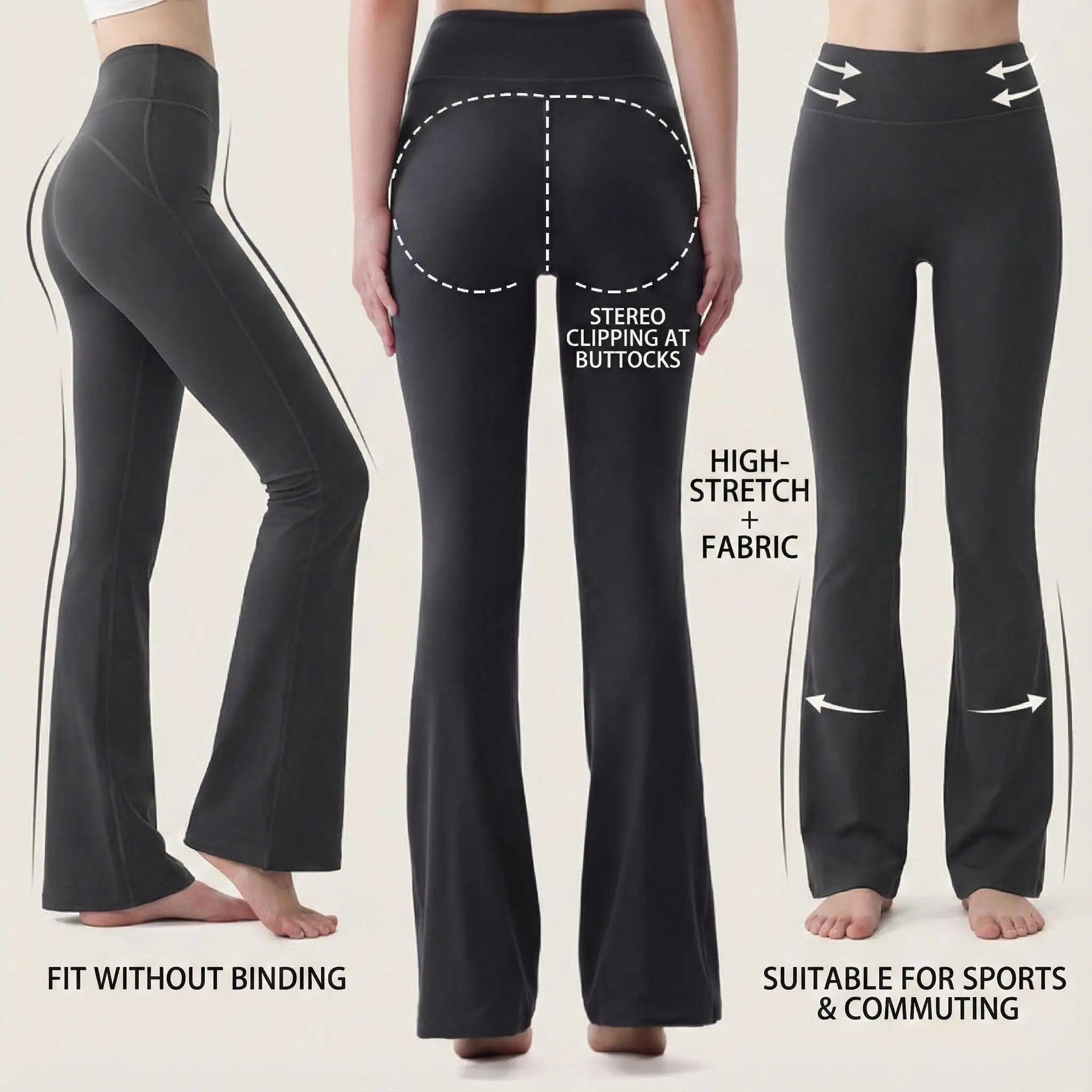 High-Waisted Flare Yoga Pants Women Tummy Control Leg-Lengthening 3D Tailoring High Elasticity Breathable Daily Wear Sports
High-Waisted Flare Yoga Pants Women Tummy Control Leg-Lengthening 3D Tailoring High Elasticity Breathable Daily Wear Sports