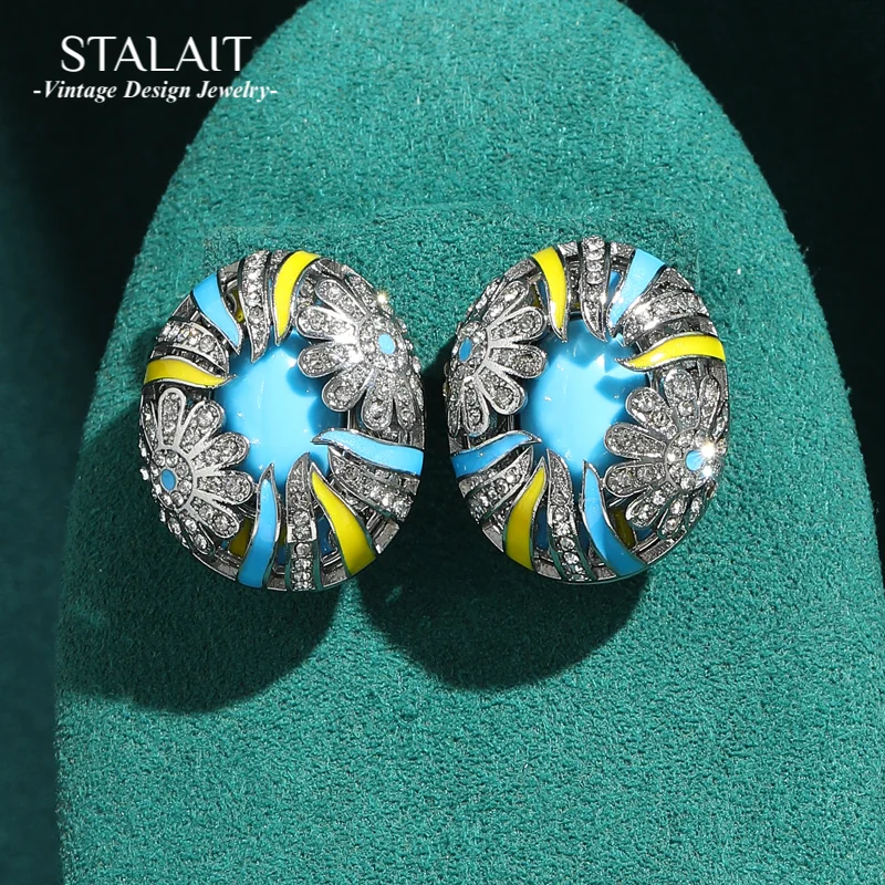 Vintage Sunflower Earrings Stud Blue Natural Stone For Woman Silver Color Rhinestone Luxury Quality Jewelry Party Accessories
Vintage Sunflower Earrings Stud Blue Natural Stone For Woman Silver Color Rhinestone Luxury Quality Jewelry Party Accessories