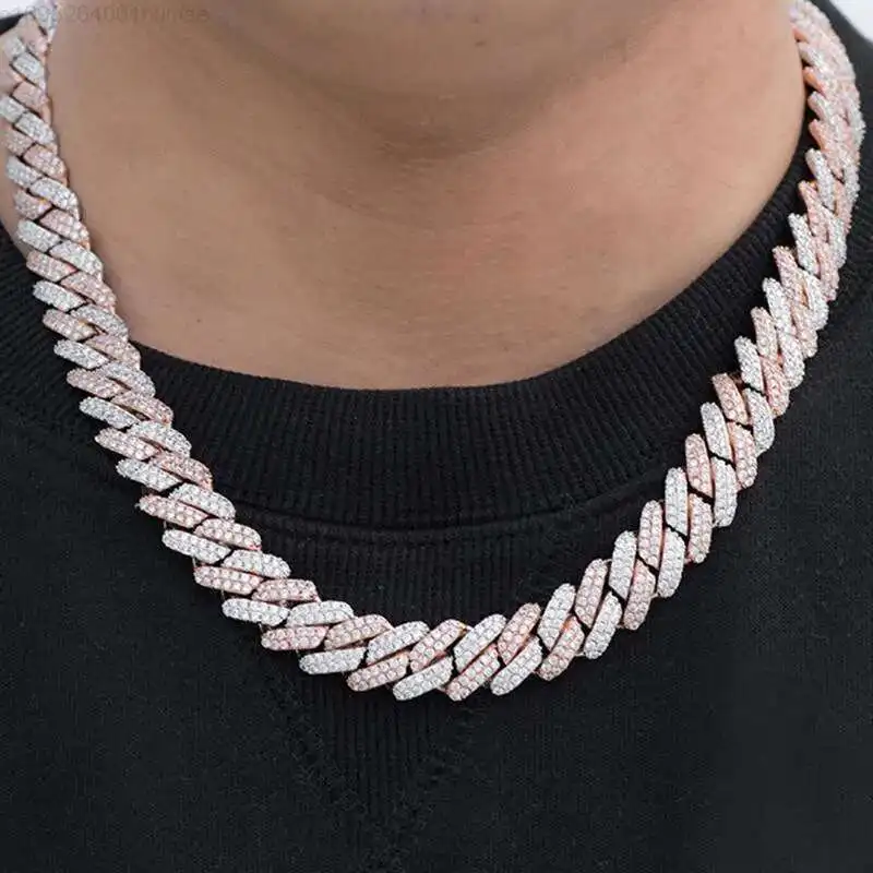 12mm Box Clasp S925 2 Rows Diamond Moissanite Prong Link in Two Tone Rose Gold Necklace Cuban Chain
12mm Box Clasp S925 2 Rows Diamond Moissanite Prong Link in Two Tone Rose Gold Necklace Cuban Chain