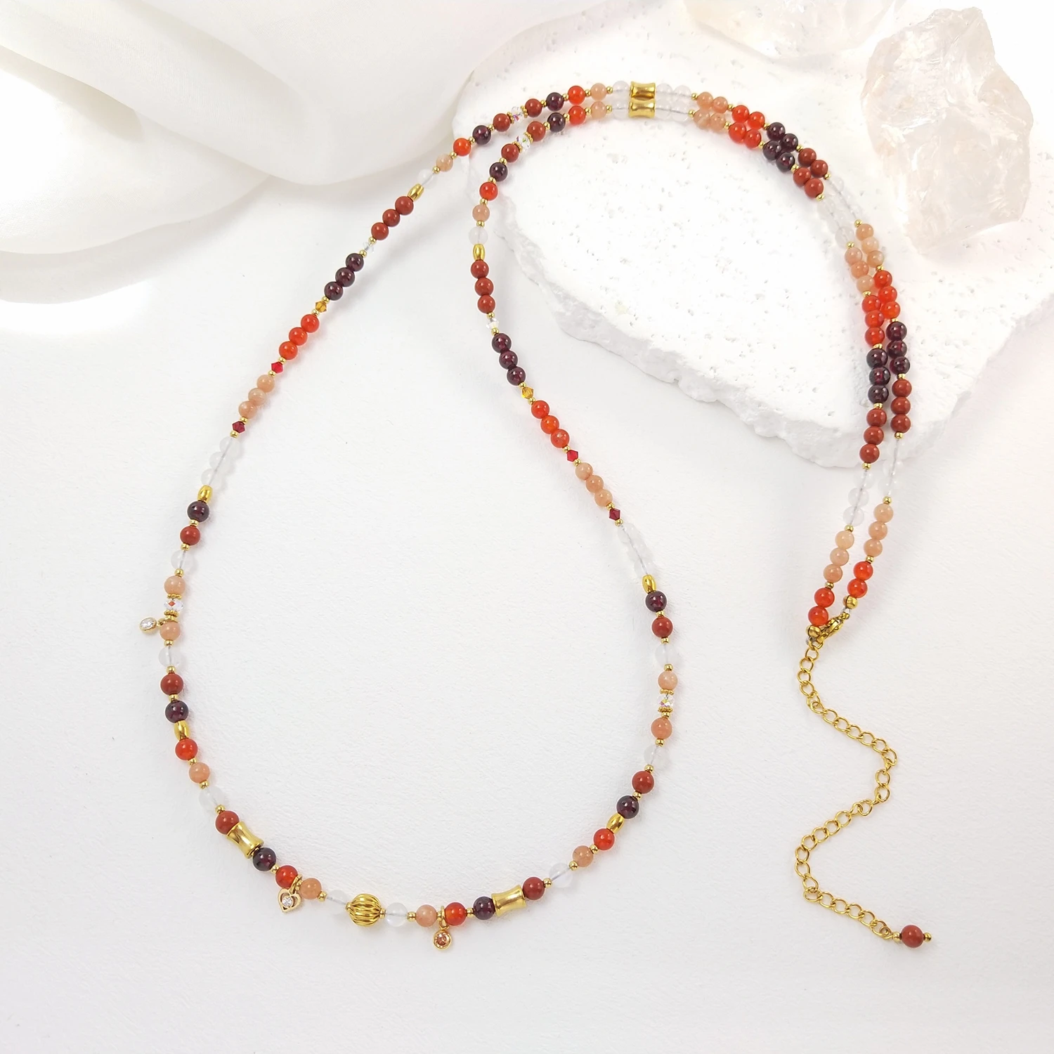 Lii Ji 4mm Garnet Carnelian Sunstone Moonstone Red Jasper Stainless Steel Waist Chain 84+9cm Natural Stone Jewelry
Lii Ji 4mm Garnet Carnelian Sunstone Moonstone Red Jasper Stainless Steel Waist Chain 84+9cm Natural Stone Jewelry