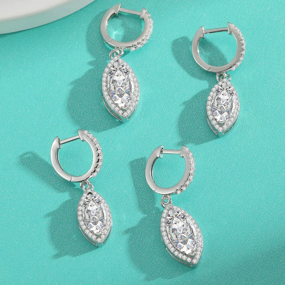 S925 Silver Platinum-Plated 2CT Per Ear D Color Marquise Moissanite Women's Drop Earrings Fine Jewelry
S925 Silver Platinum-Plated 2CT Per Ear D Color Marquise Moissanite Women's Drop Earrings Fine Jewelry