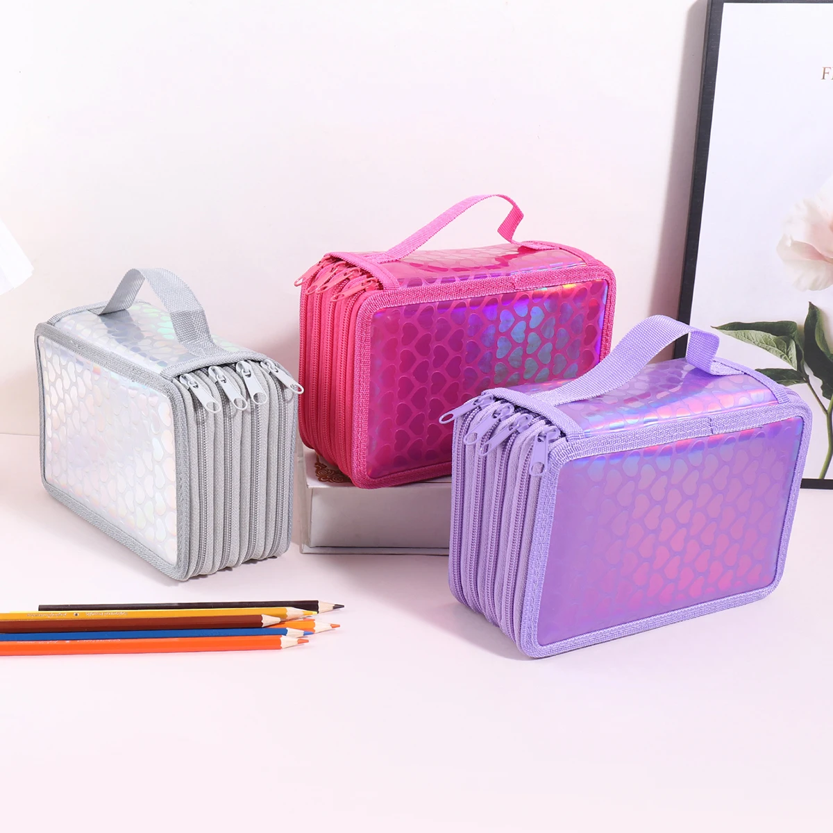 Creative heart surface 4-layer pencil case, portable student stationery bag, for storing stationery and desktop items,DIY gift
Creative heart surface 4-layer pencil case, portable student stationery bag, for storing stationery and desktop items,DIY gift