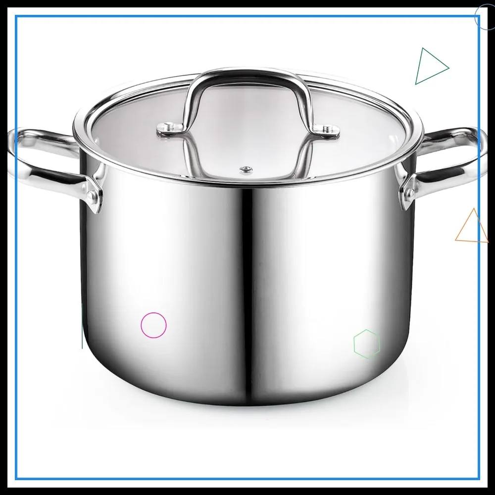6 Quart Stainless Steel Stockpot with Lid, Tri-Ply Clad Soup Pot for Induction Cooking, Silver
6 Quart Stainless Steel Stockpot with Lid, Tri-Ply Clad Soup Pot for Induction Cooking, Silver