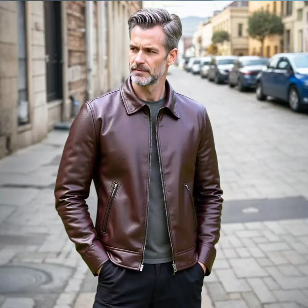 Pure Top Layer Cowhide Leather Jacket Men's Short Style Lapel Leather Jacket Plus Size Casual Jacket
Pure Top Layer Cowhide Leather Jacket Men's Short Style Lapel Leather Jacket Plus Size Casual Jacket