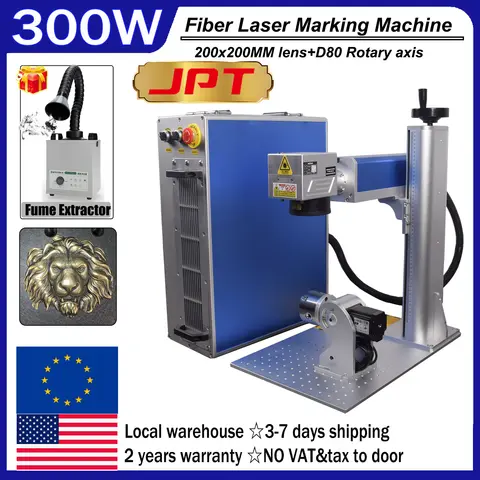 JPT MOPA 300W fiber laser engraving machine Deep cutting marking on metal  Gold Silver Jewelry Ring Optical marking
