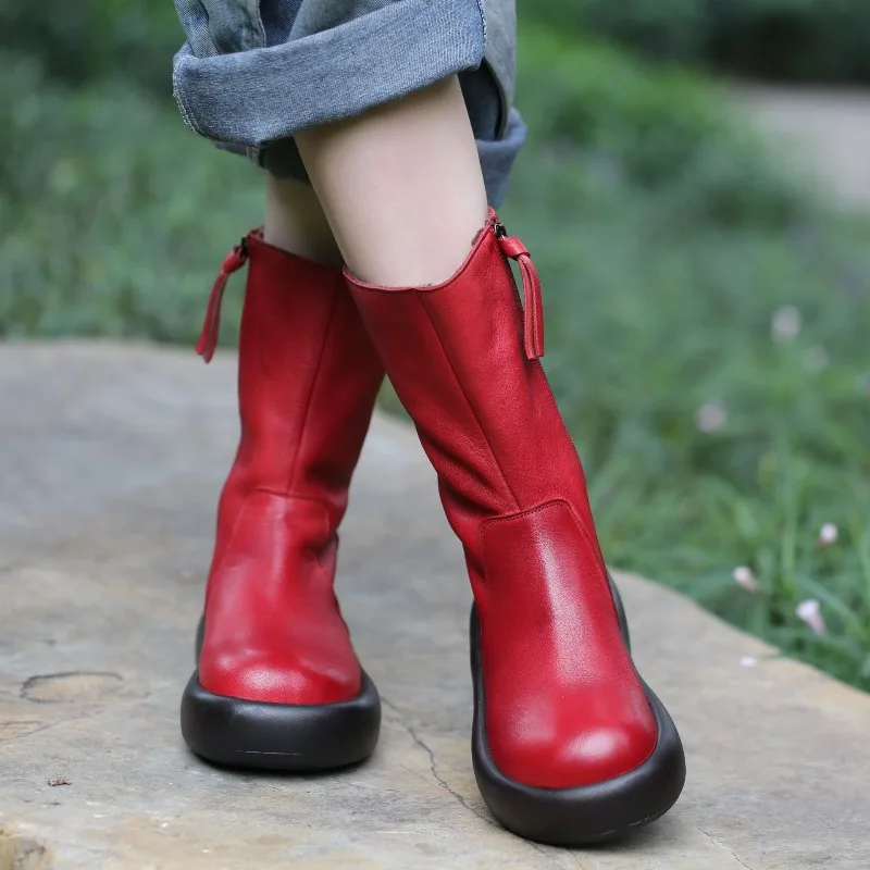 Vintage Women's Mid Calf Boots Luxury Handmade Genuine Leather 2026 Wintwe Warm Fashion Outdoor Daily Casual Social Shoes Woman
Vintage Women's Mid Calf Boots Luxury Handmade Genuine Leather 2026 Wintwe Warm Fashion Outdoor Daily Casual Social Shoes Woman