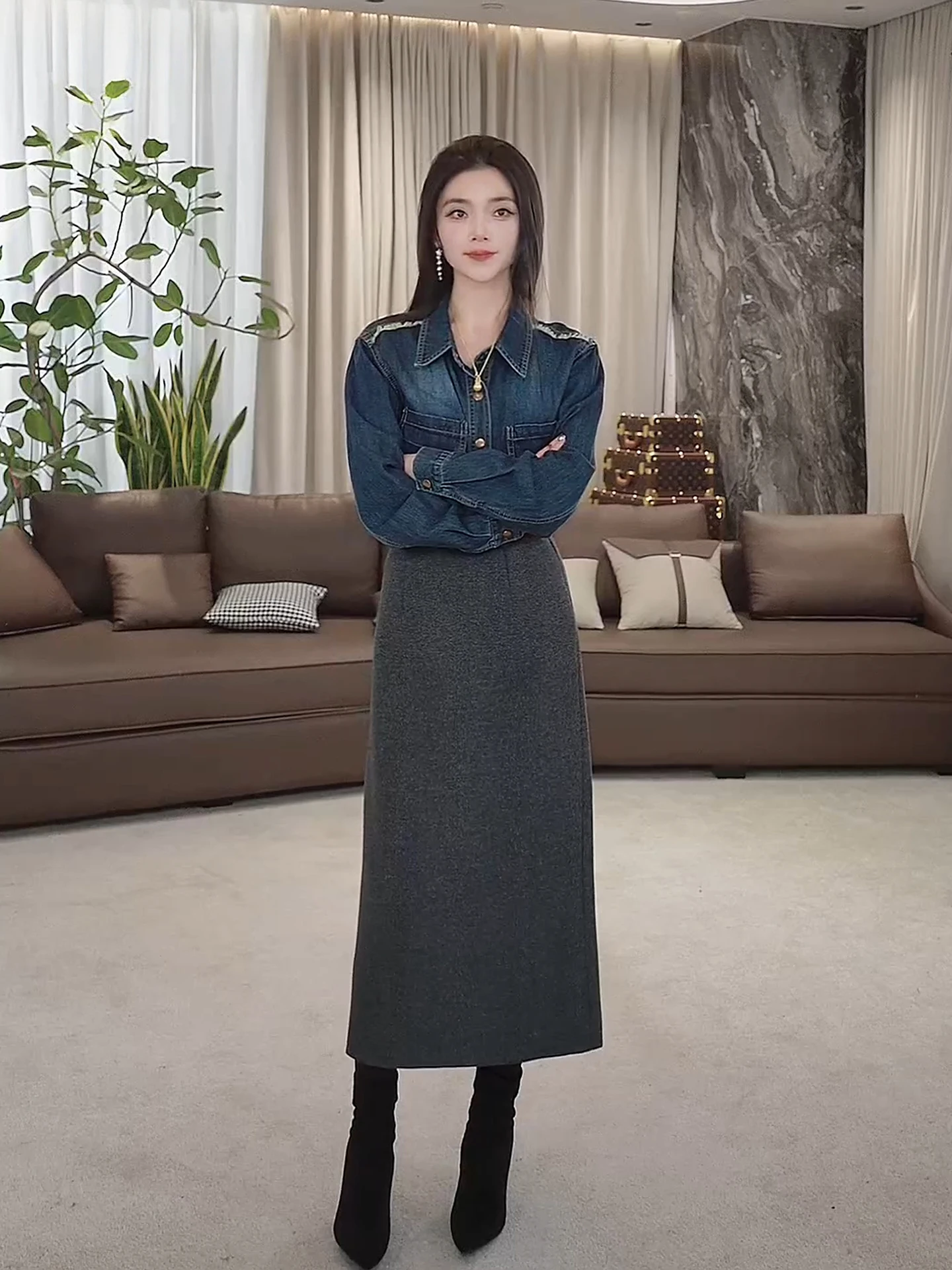 Waed Denim Jaet Casual Spring Outerwear Women's irt Cotton Long Sve Zipper Closure Vintage Sle Warmth Functional
Waed Denim Jaet Casual Spring Outerwear Women's irt Cotton Long Sve Zipper Closure Vintage Sle Warmth Functional