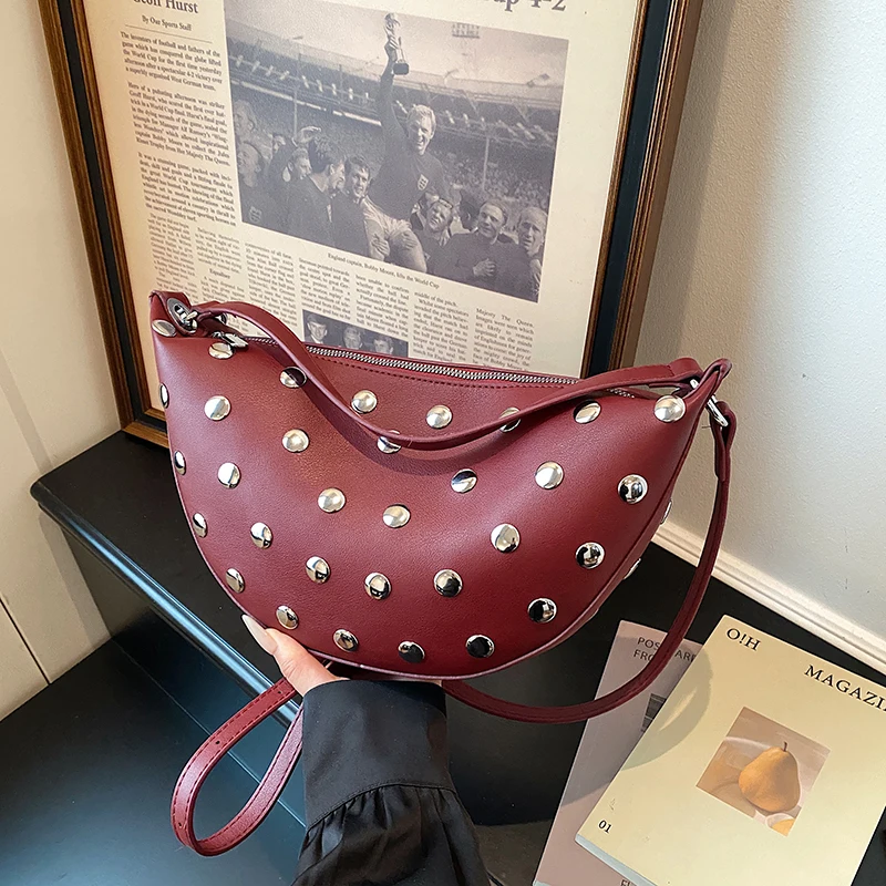 Rivets Decor Shoulder Hobo Bags For Women Vegan Leather Round Dot Dumpling Bag 2026 Latest Fashion Luxury Designer Crossbody Bag
Rivets Decor Shoulder Hobo Bags For Women Vegan Leather Round Dot Dumpling Bag 2026 Latest Fashion Luxury Designer Crossbody Bag