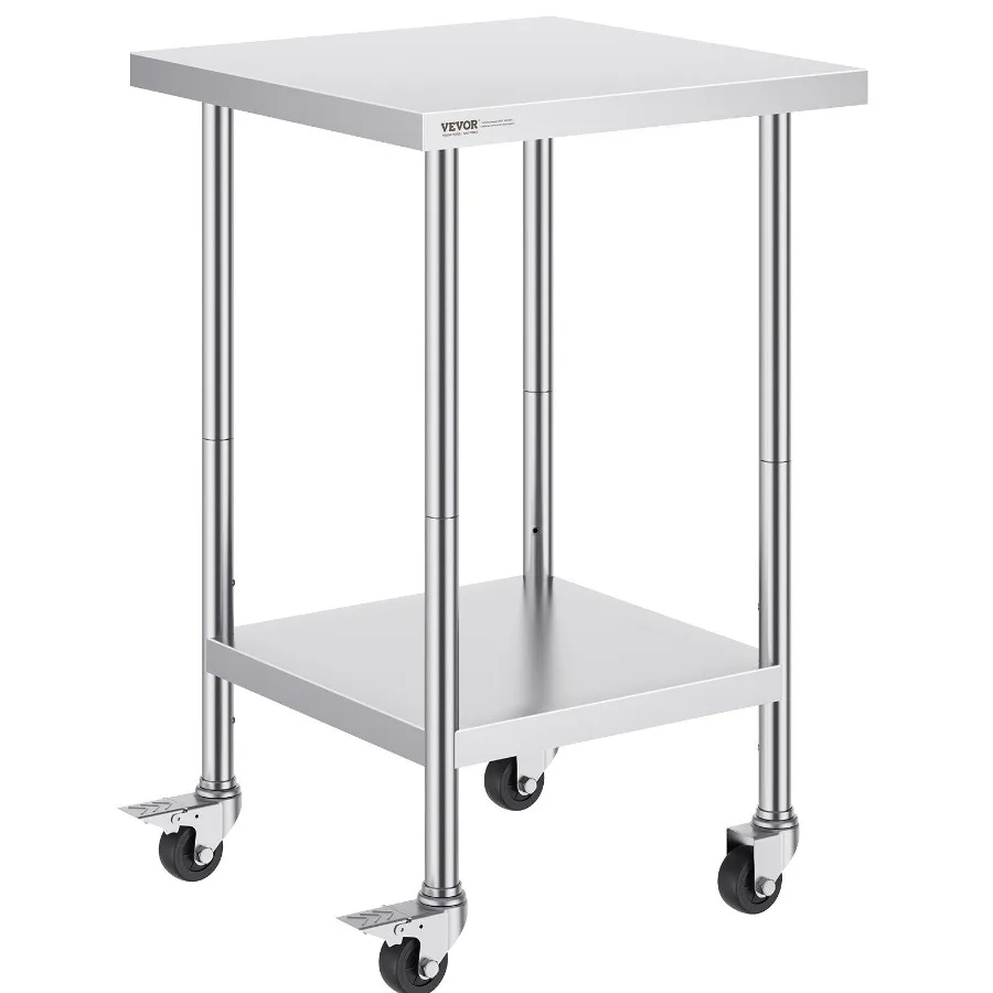 Stainless Steel Work Table 24 x 24 x 38 Inch with 4 Wheels 3 Adjustable Height Levels Heavy Duty Food Prep Worktable for Comme
Stainless Steel Work Table 24 x 24 x 38 Inch with 4 Wheels 3 Adjustable Height Levels Heavy Duty Food Prep Worktable for Comme