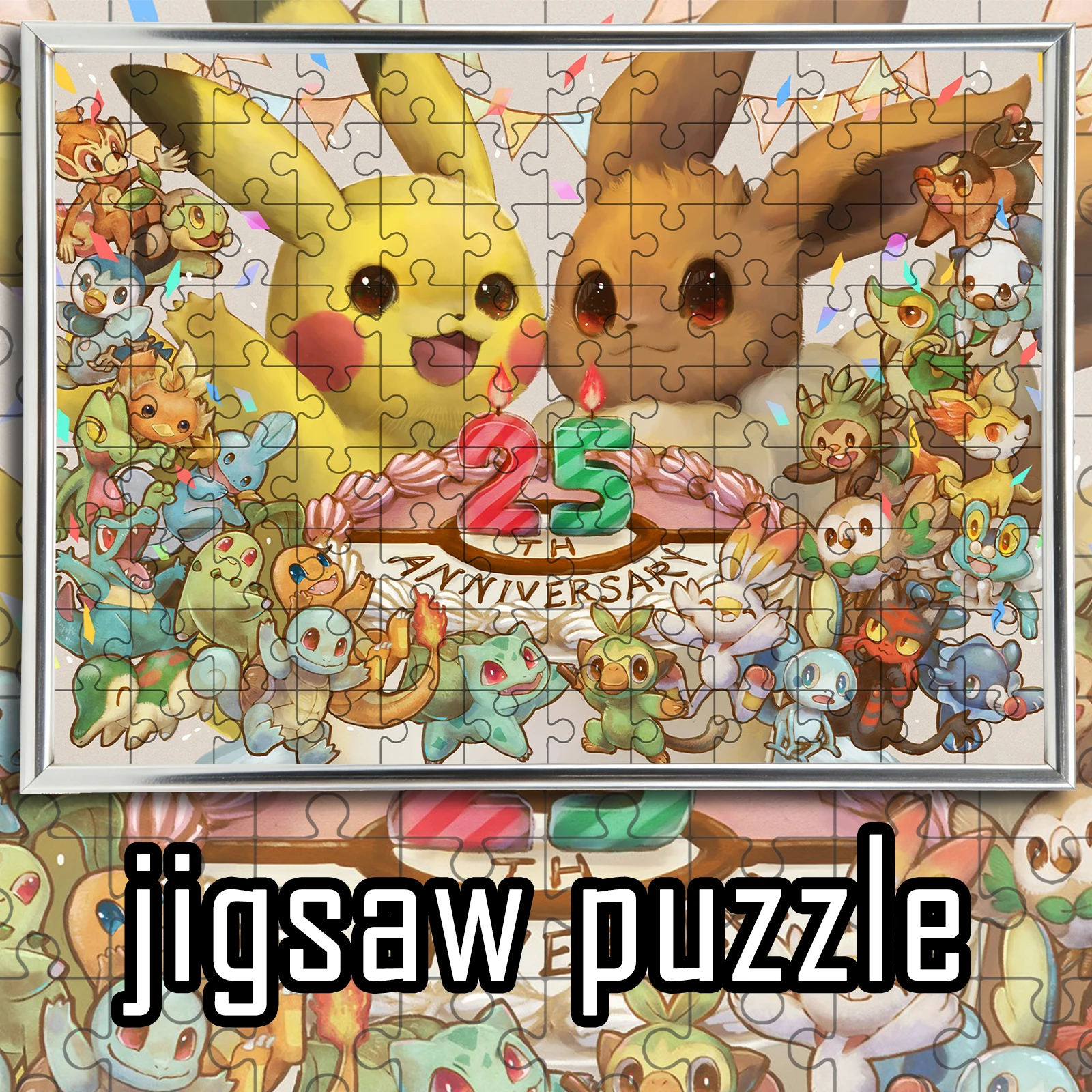 Pokemon 25th Anniversary Celebration with Pikachu & Eevee Anime Wooden Jigsaw Puzzle 108/200/300/500/1000pcs Color Box
Pokemon 25th Anniversary Celebration with Pikachu & Eevee Anime Wooden Jigsaw Puzzle 108/200/300/500/1000pcs Color Box