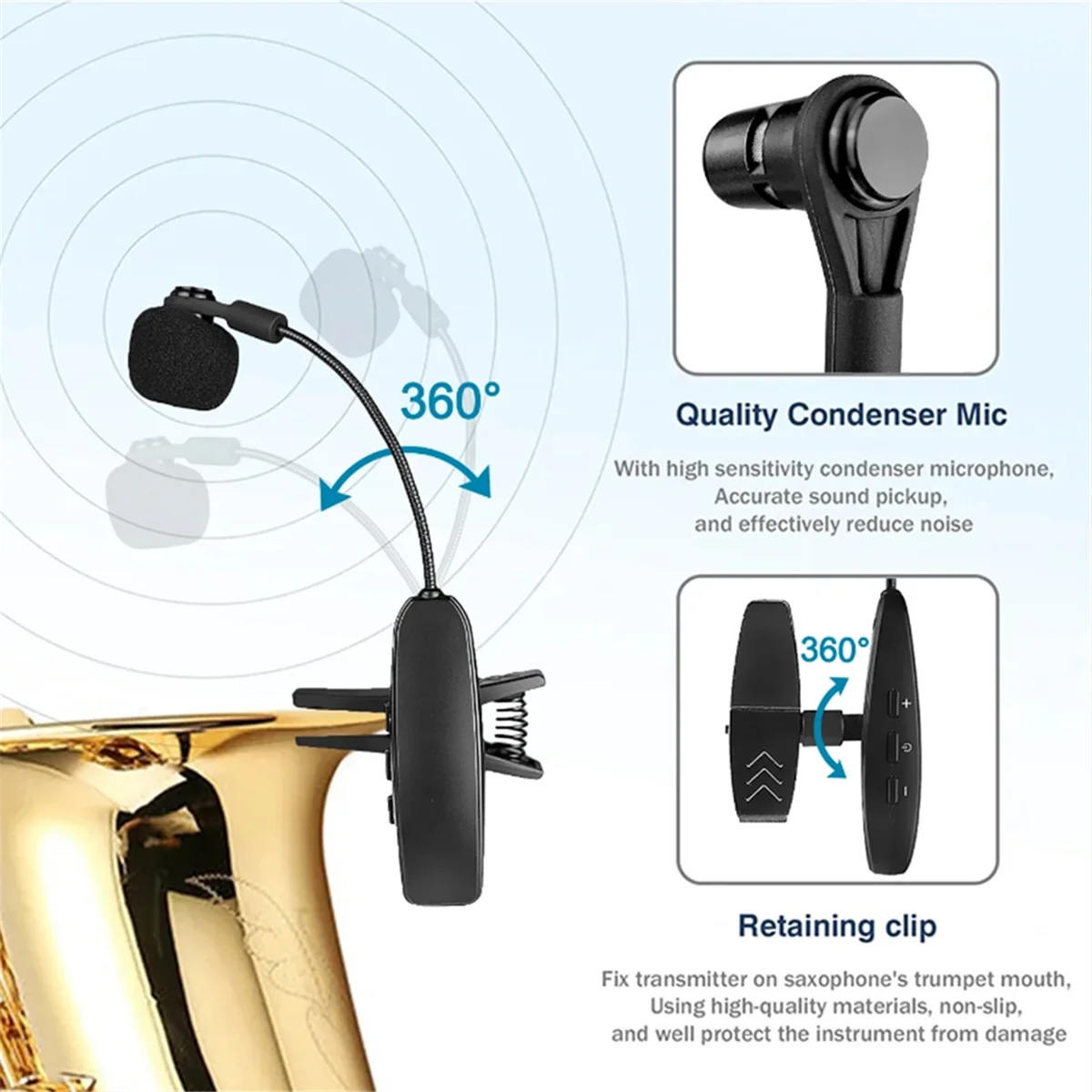 UHF Wireless Instrument Saxophone Microphone System Wireless Receiver Transmitter, Plug and Play, Great for Trumpet
UHF Wireless Instrument Saxophone Microphone System Wireless Receiver Transmitter, Plug and Play, Great for Trumpet