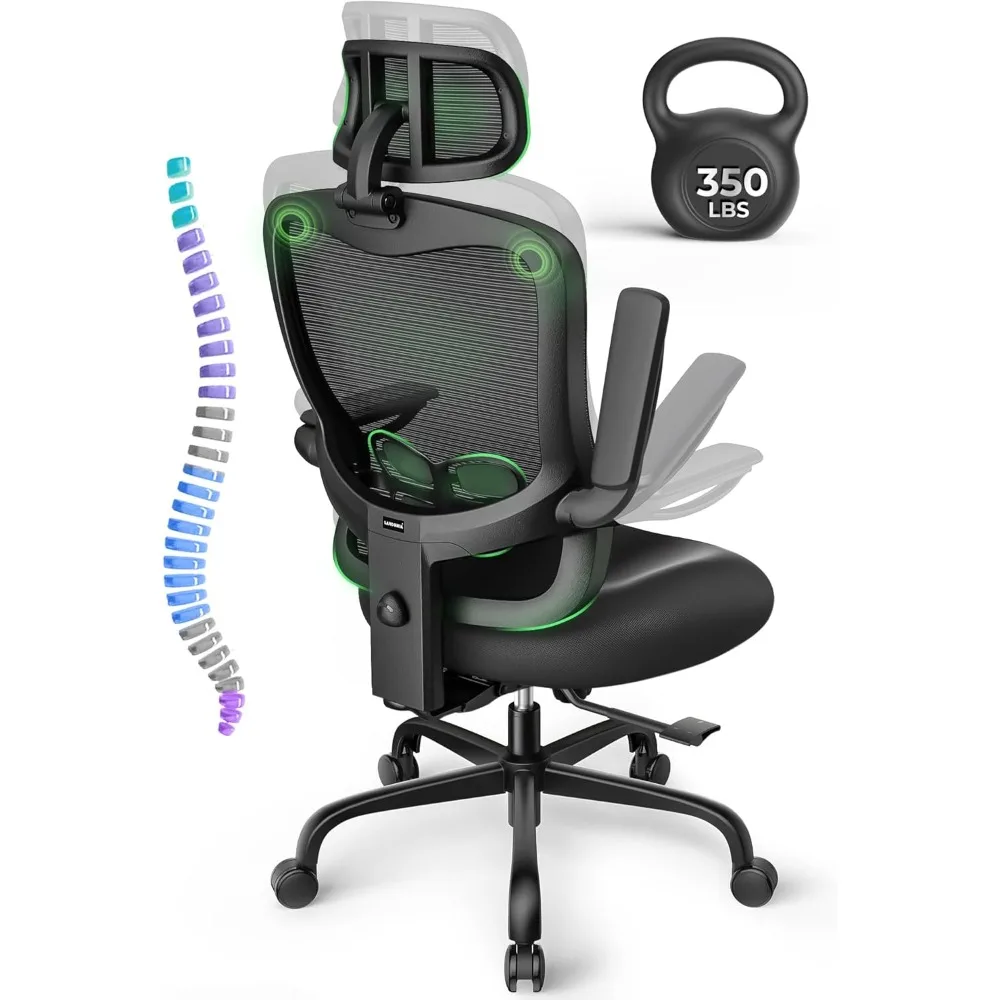 Ergonomic Office Chair Big and Tall Computer Desk Chairs with Adjustable Mesh High Back, Lumbar Support, Flip-up Arms
Ergonomic Office Chair Big and Tall Computer Desk Chairs with Adjustable Mesh High Back, Lumbar Support, Flip-up Arms