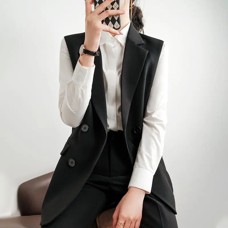 Women's Spring New Fashion Solid Color Suit Collar Button Pocket Casual Versatile Sleeveless Loose Mid Length Tank Top E5462
Women's Spring New Fashion Solid Color Suit Collar Button Pocket Casual Versatile Sleeveless Loose Mid Length Tank Top E5462