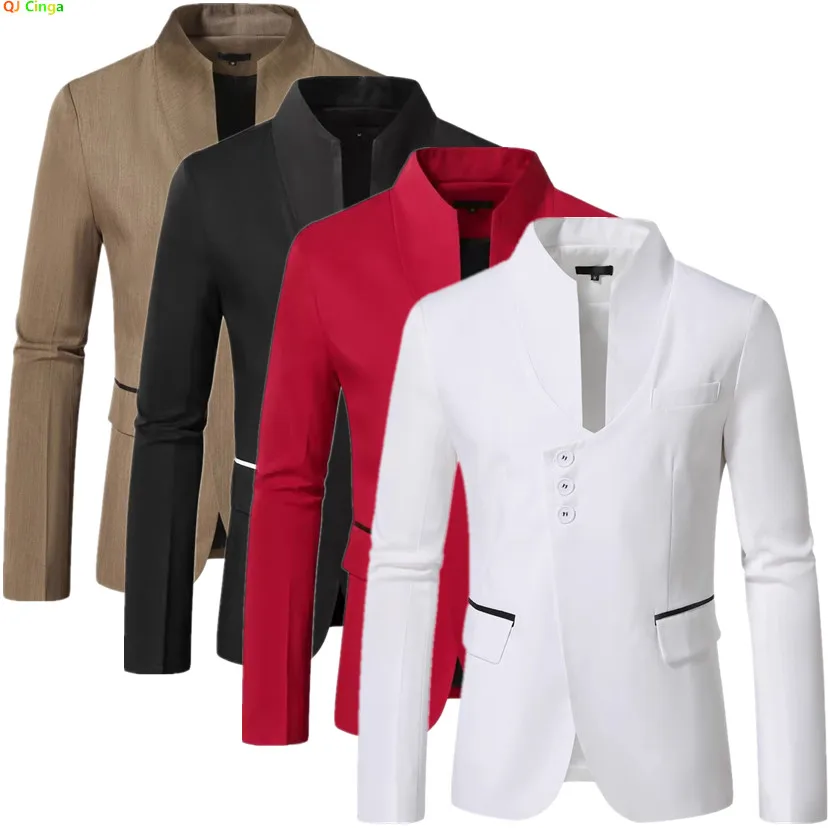 2025 Men's Stylish Casual White Stand Collar Suit Jacket Coat Fashion Leisure Outerwear Black Red Khaki Optional Blazers
2025 Men's Stylish Casual White Stand Collar Suit Jacket Coat Fashion Leisure Outerwear Black Red Khaki Optional Blazers
