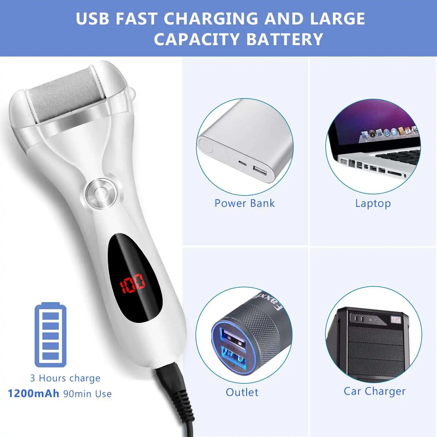 Electric Foot File Grinder Callus Remover Hard Cracked Dead Dry Skin Removal Feet Pedicure Tools Rechargeable Foot Care Tool
Electric Foot File Grinder Callus Remover Hard Cracked Dead Dry Skin Removal Feet Pedicure Tools Rechargeable Foot Care Tool