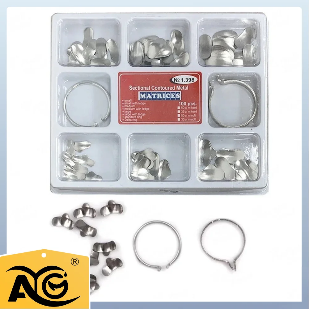 AG Dental Sectional Matrix System 1.398/1.33 Matrices with 2 Metal Clamping Separating Rings 0.035mm Thickness for Dentist Tools
AG Dental Sectional Matrix System 1.398/1.33 Matrices with 2 Metal Clamping Separating Rings 0.035mm Thickness for Dentist Tools