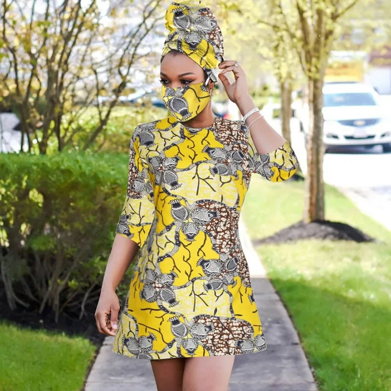 2021 African Print Dress Outfit for Women Dashiki Top Shirts+headwrap+mask Headband Traditional Party Dress
2021 African Print Dress Outfit for Women Dashiki Top Shirts+headwrap+mask Headband Traditional Party Dress