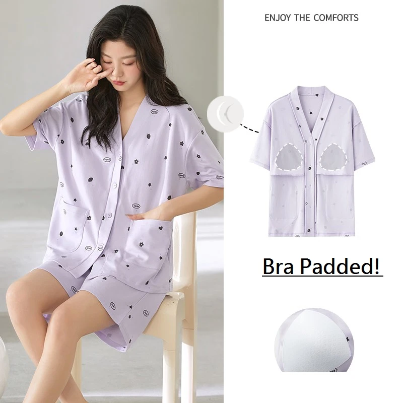 SUKAE Chic Young Women's Pajamas Korean Japanese Kimono Style V Neck Faux Cotton Homewear Summer Shorts Pyjamas Bra Padded Pjs
SUKAE Chic Young Women's Pajamas Korean Japanese Kimono Style V Neck Faux Cotton Homewear Summer Shorts Pyjamas Bra Padded Pjs