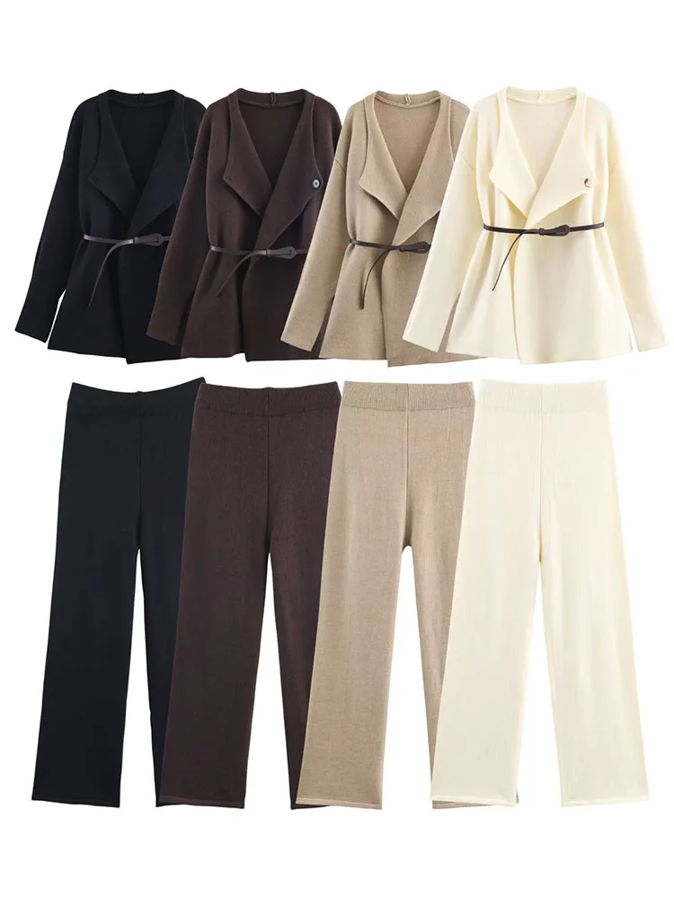 HH Fashion Women's 2 Piece Set Drawstring Waist Long-sleeved Cardigan With Belt+Elastic Waist Casual Trousers Feamle Chic Suits
HH Fashion Women's 2 Piece Set Drawstring Waist Long-sleeved Cardigan With Belt+Elastic Waist Casual Trousers Feamle Chic Suits