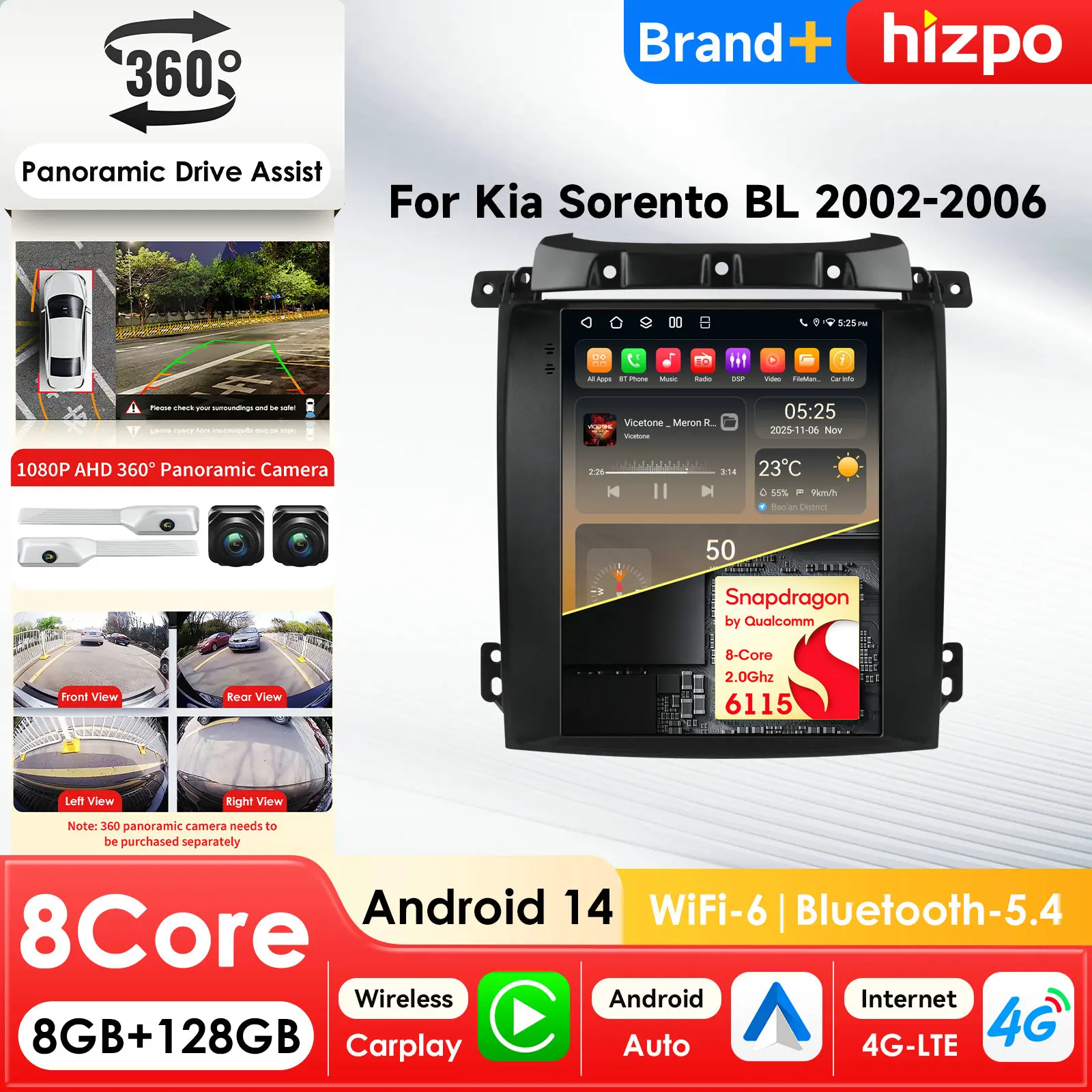 Автомагнитола Hizpo 9.7' с 360-градусной камерой и интеллектуальными системами Android для Kia Sorento BL 2002-2006, мультимедийная автомагнитола с Carplay 4G AI
Автомагнитола Hizpo 9.7' с 360-градусной камерой и интеллектуальными системами Android для Kia Sorento BL 2002-2006, мультимедийная автомагнитола с Carplay 4G AI