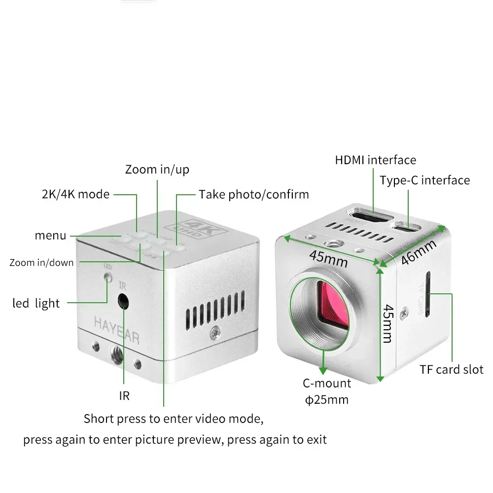 NEW New Ultra HD 4K 2160P USB HD-MI Digital Microscope Camera Lab Detected Images Acquisition Video Industrial 4K Microscope ca 
NEW New Ultra HD 4K 2160P USB HD-MI Digital Microscope Camera Lab Detected Images Acquisition Video Industrial 4K Microscope ca