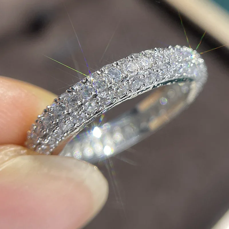 Sparkling Promise Rings with CZ Luxury Wedding Bands Accessories for Women Silver Color Fashion Versatile Female Jewelry
Sparkling Promise Rings with CZ Luxury Wedding Bands Accessories for Women Silver Color Fashion Versatile Female Jewelry