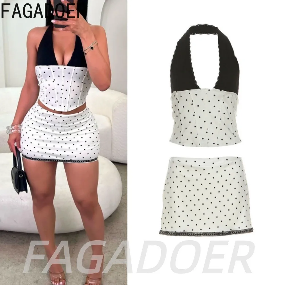 FAGADOER Sweet Polka Dot Lace Two Piece Skirt Sets Sexy V Neck Patchwork Halter Crop Top + Mini Bodycon Skirt Outfits Y2k
FAGADOER Sweet Polka Dot Lace Two Piece Skirt Sets Sexy V Neck Patchwork Halter Crop Top + Mini Bodycon Skirt Outfits Y2k