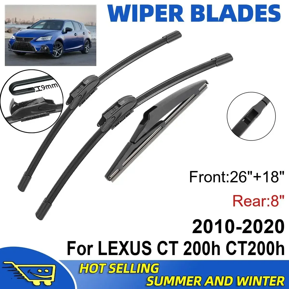3PCS For LEXUS CT 200h CT200h 2010-2020 26" + 18"+ 8" Front Rear Wiper Blades Windshield Windscreen Window Cutter Accessories
3PCS For LEXUS CT 200h CT200h 2010-2020 26" + 18"+ 8" Front Rear Wiper Blades Windshield Windscreen Window Cutter Accessories