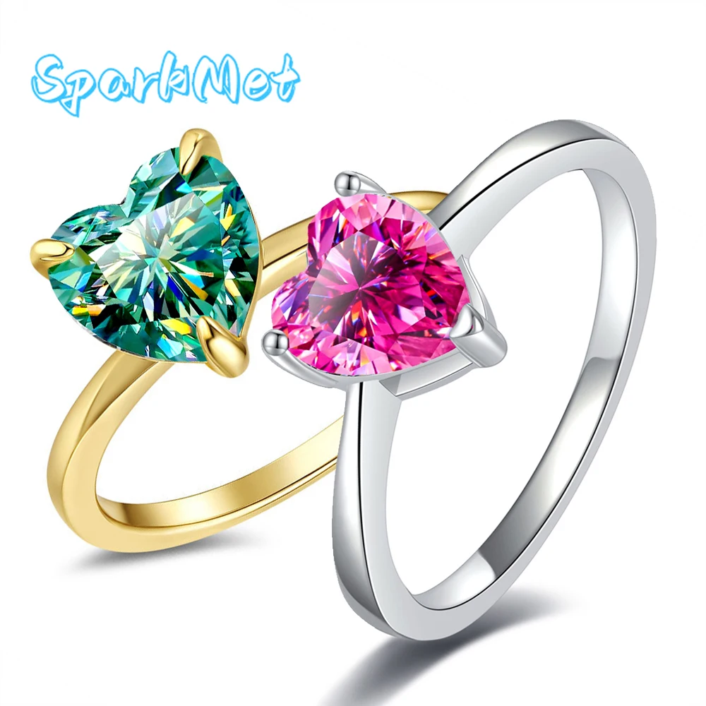 Кольцо с розовым сердцем и бриллиантом 1-2 карата, блестящий муассанит с сертификатом, 100% пройденный тест на бриллиант, серебряное ювелирное кольцо S925, подарок 
Кольцо с розовым сердцем и бриллиантом 1-2 карата, блестящий муассанит с сертификатом, 100% пройденный тест на бриллиант, серебряное ювелирное кольцо S925, подарок