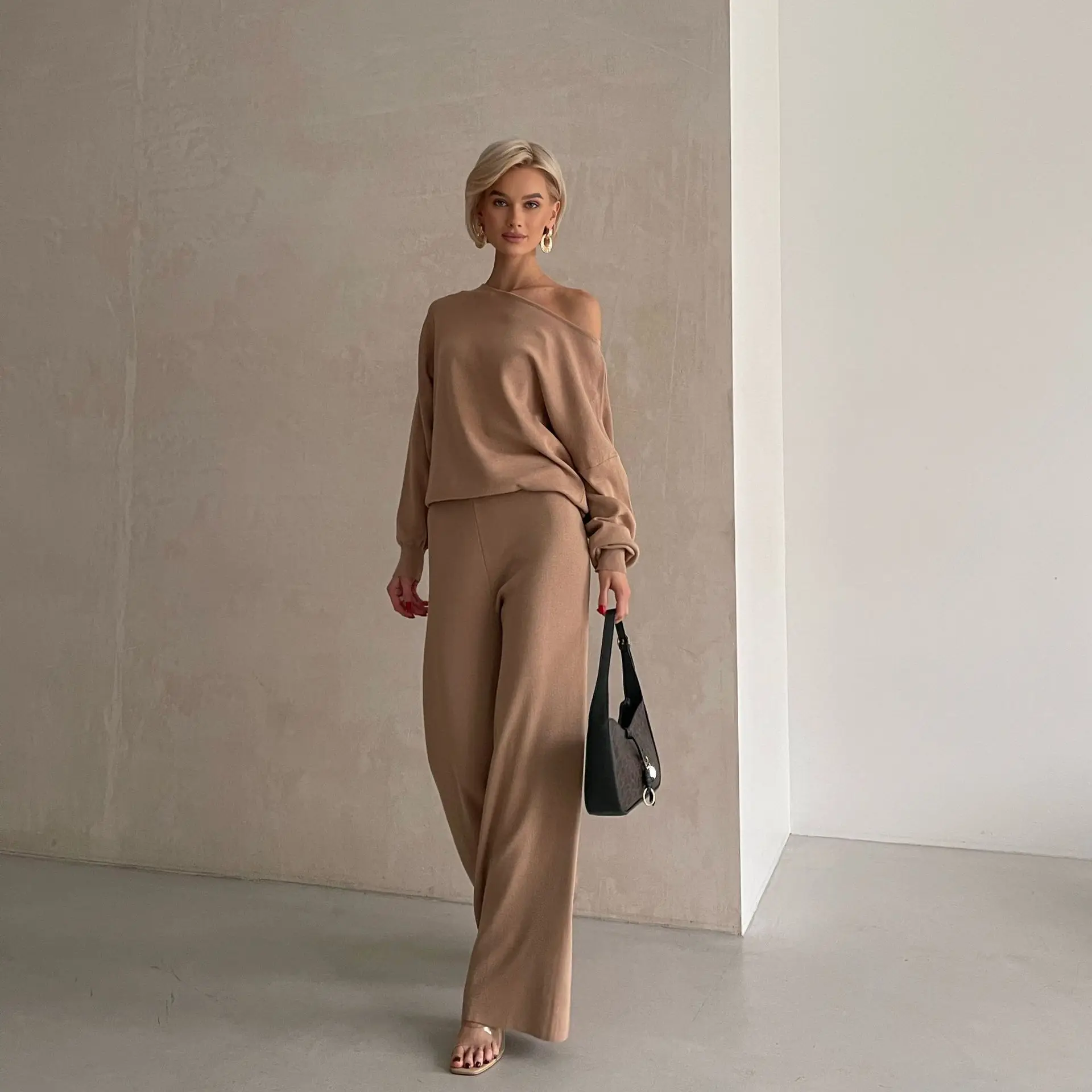 Two Piece Pant Sets Women Knit Skew Collar Sweaters Thick Pullovers Elastic Waist Long Pants Splice Solid Casual Regular
Two Piece Pant Sets Women Knit Skew Collar Sweaters Thick Pullovers Elastic Waist Long Pants Splice Solid Casual Regular