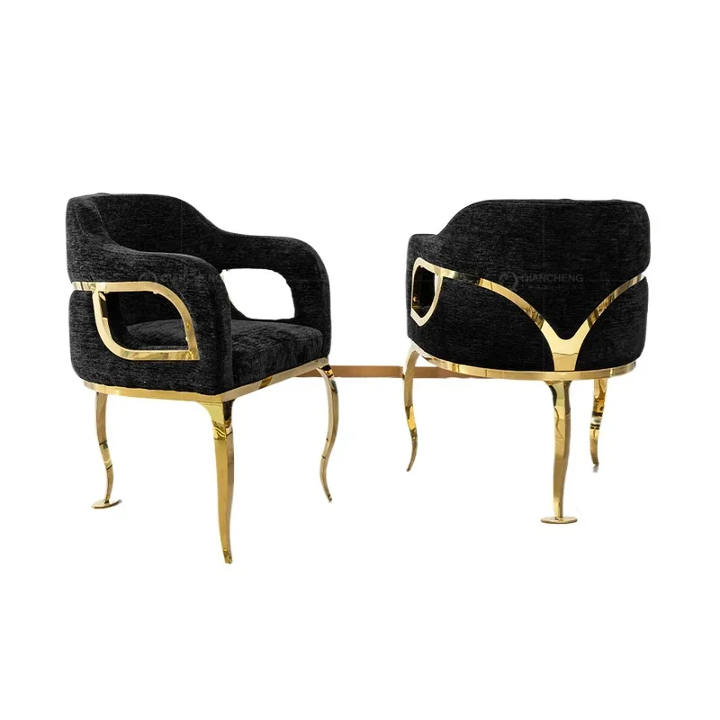 High-end dining chair household flannel, restaurant stainless steel backrest fabric devil chair
High-end dining chair household flannel, restaurant stainless steel backrest fabric devil chair