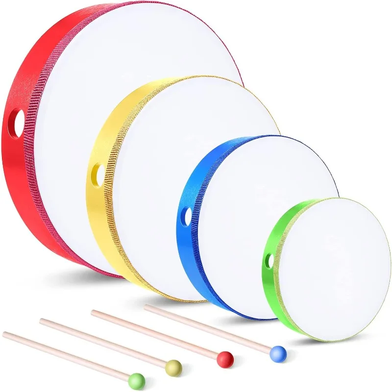 4 Pcs Kids Hand Drum Wood Frame Drum Set, Percussion Musical Instruments for School Kids Adults Beginners Home Party(Multicolor)
4 Pcs Kids Hand Drum Wood Frame Drum Set, Percussion Musical Instruments for School Kids Adults Beginners Home Party(Multicolor)