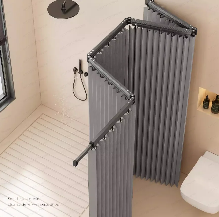 Foldable shower curtain rod bathroom toilet free punching wet and dry separation partition
Foldable shower curtain rod bathroom toilet free punching wet and dry separation partition