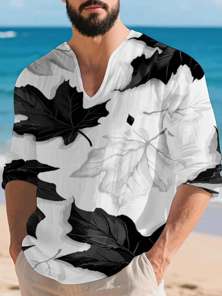 Men's Fashion Leaf Print Shirt 2026 New Casual Loose 3/4 Sleeve V Neck Beachwear Tropical Vacation Blouse for Daily Holiday Tops
Men's Fashion Leaf Print Shirt 2026 New Casual Loose 3/4 Sleeve V Neck Beachwear Tropical Vacation Blouse for Daily Holiday Tops
