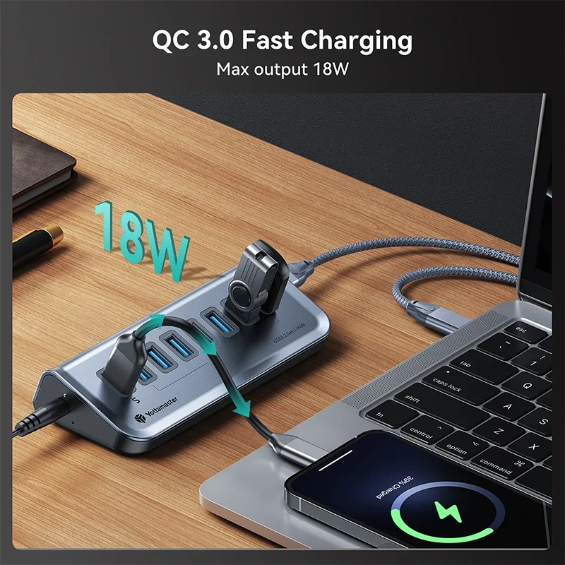 7-портовый концентратор USB C для быстрой зарядки, 18 Вт, адаптер USB 3,2 5 Гбит/с, мульти-док-станция, концентратор для планшета, ноутбука
7-портовый концентратор USB C для быстрой зарядки, 18 Вт, адаптер USB 3,2 5 Гбит/с, мульти-док-станция, концентратор для планшета, ноутбука