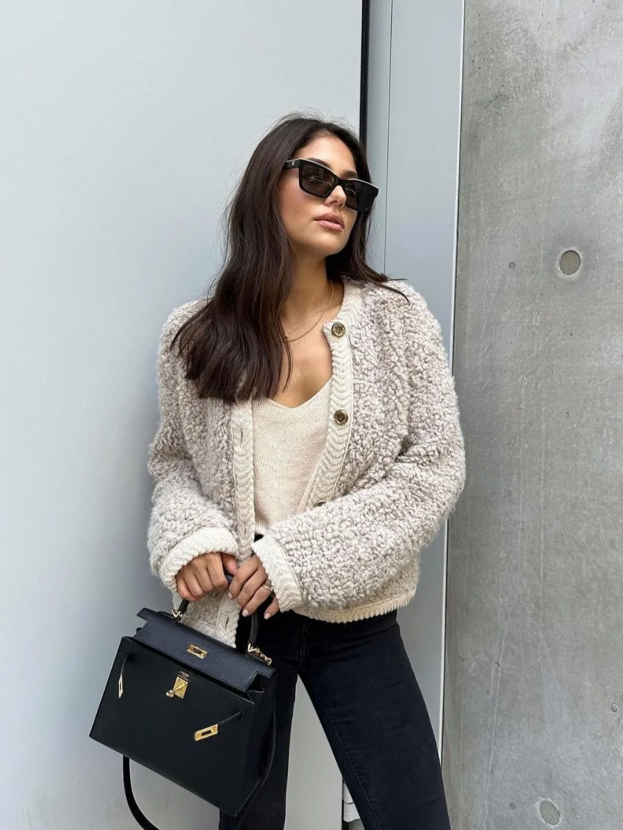 Spring Autumn Woolen Coat Women Solid Color Jackets for Women Daily Casual Cardigan Knitted Coat Fashion Women Clothes
Spring Autumn Woolen Coat Women Solid Color Jackets for Women Daily Casual Cardigan Knitted Coat Fashion Women Clothes