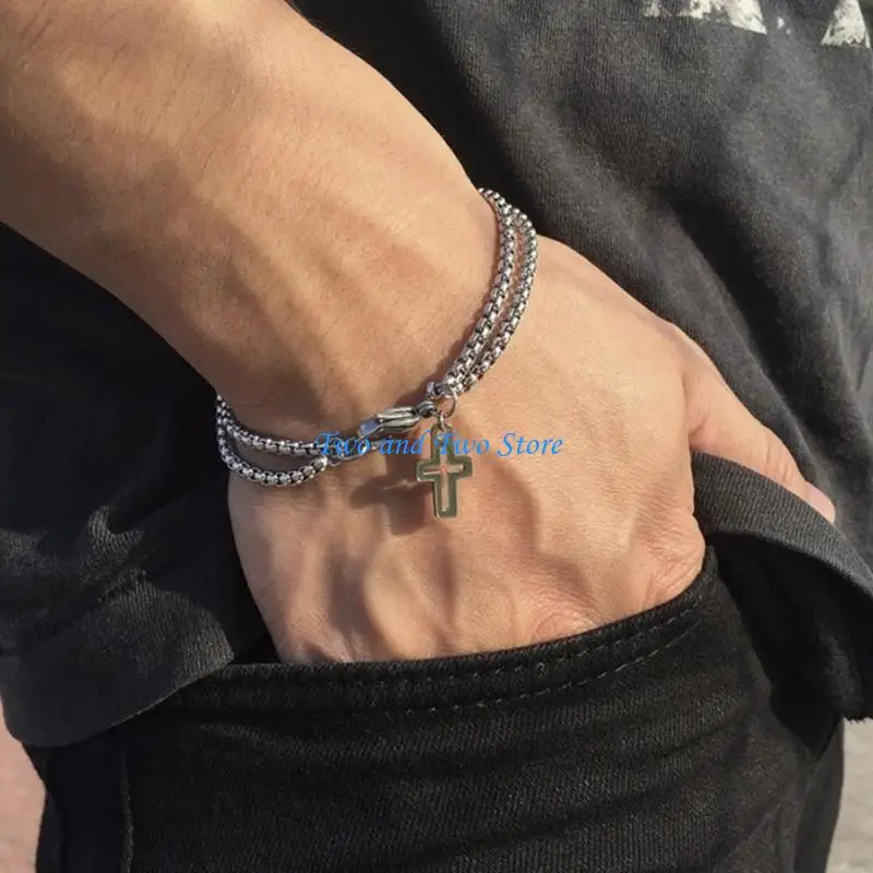 HX6F Crosses Designs Steel Cuff Modern Men's Jewelry for Street Styles Outfit
HX6F Crosses Designs Steel Cuff Modern Men's Jewelry for Street Styles Outfit