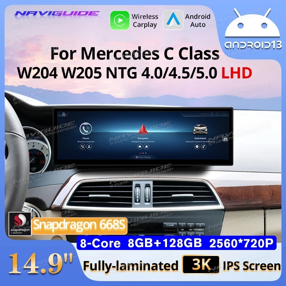 NAVIGUIDE Android13 14,9 "для Mercedes C Class W204 W205 2008-2010 беспроводной Carplay Android авто навигационный мультимедийный плеер
NAVIGUIDE Android13 14,9 "для Mercedes C Class W204 W205 2008-2010 беспроводной Carplay Android авто навигационный мультимедийный плеер