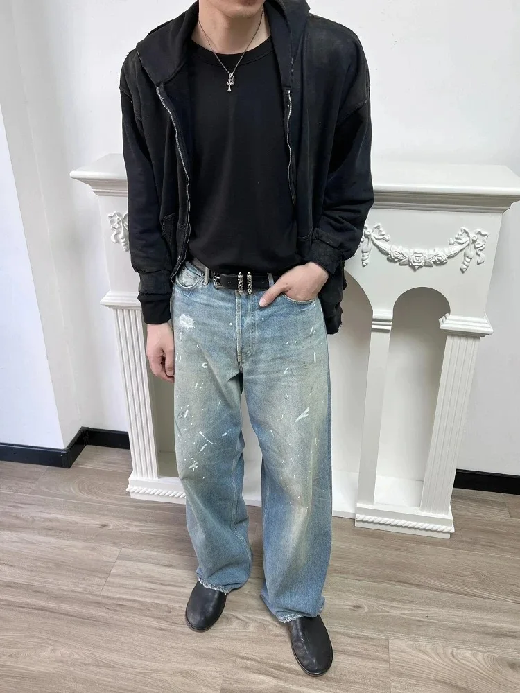 Loose Straight Leg Blue Denim Jeans High Street Sle Men's Women's Casual Trousers Cotton Stretch Fabric All Seasons
Loose Straight Leg Blue Denim Jeans High Street Sle Men's Women's Casual Trousers Cotton Stretch Fabric All Seasons