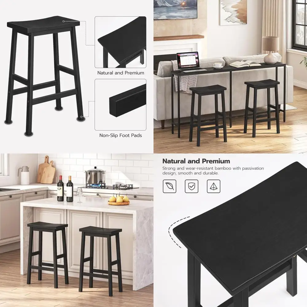 Пара из 26 бамбуковых барных стульев с подставками для ног, конструкция седла, подходит для кухни или столовой, черный индустриальный стиль
Пара из 26 бамбуковых барных стульев с подставками для ног, конструкция седла, подходит для кухни или столовой, черный индустриальный стиль