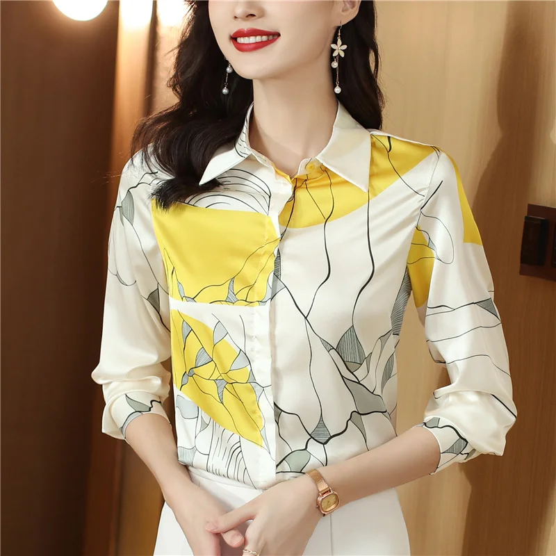 Clothing Unique Silk Women Spring New High-End Long Sleeve Printed Shirt Authentic
Clothing Unique Silk Women Spring New High-End Long Sleeve Printed Shirt Authentic