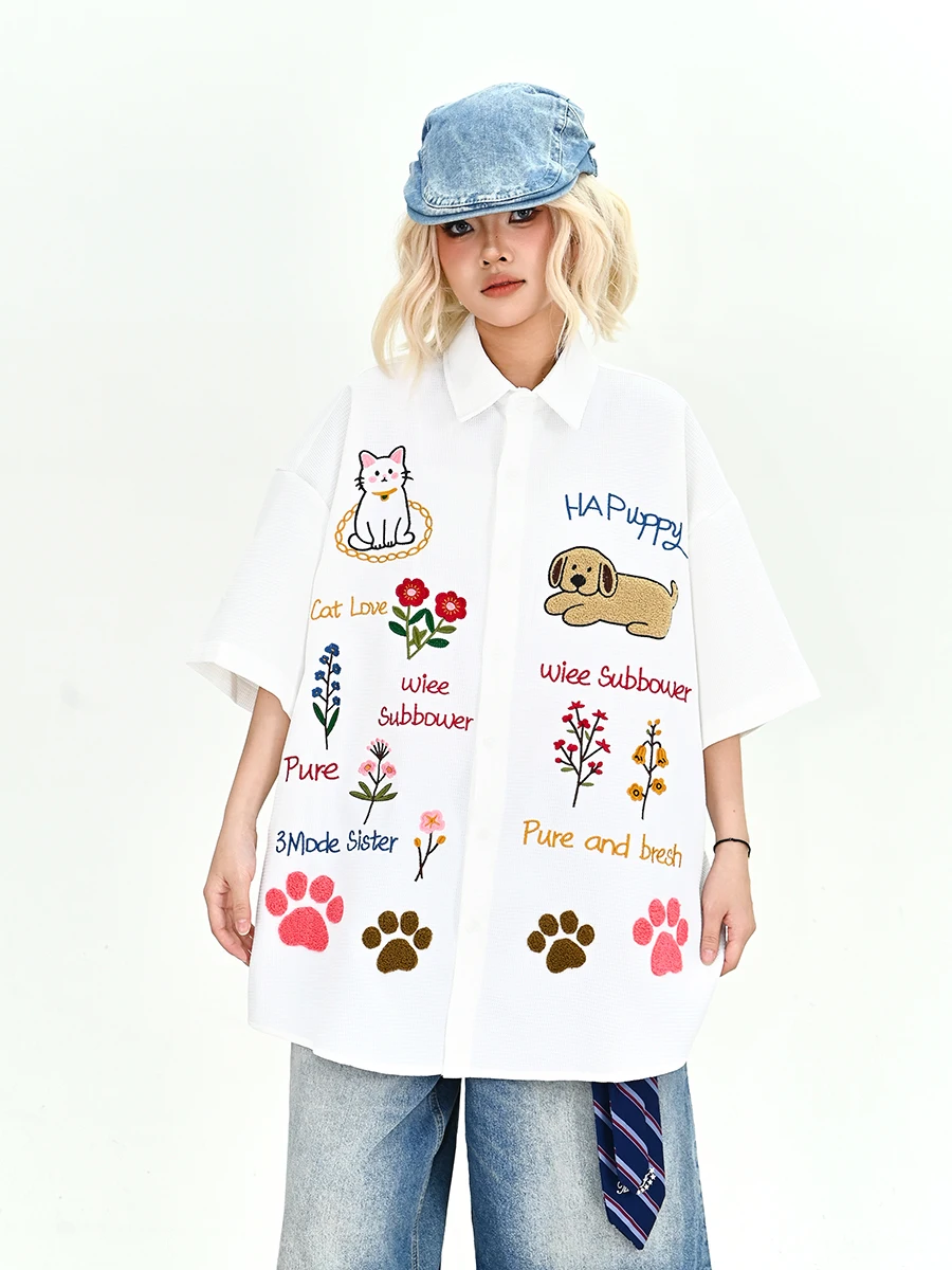 Lazy Floral Embroidery ort Sve Loose Women's irt Summer 2026 New Sle Bf Japanese Retro Couple Top Trendy Streetwear
Lazy Floral Embroidery ort Sve Loose Women's irt Summer 2026 New Sle Bf Japanese Retro Couple Top Trendy Streetwear